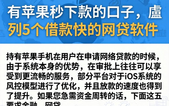 有苹果秒下款的口子,胪列5个借款快的网贷软件