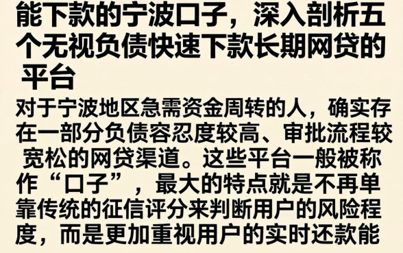 能下款的宁波口子，深入剖析五个无视负债快速下款长期网贷的平台
