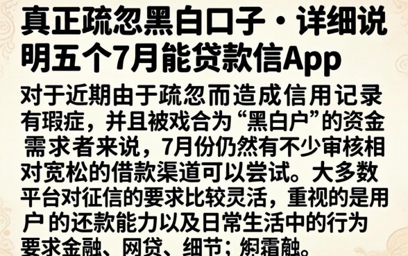 真正疏忽黑白口子，详尽说明五个7月能贷款的app