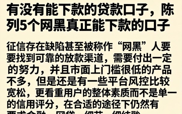 有没有能下款的贷款口子，陈列5个网黑真正能下款的口子