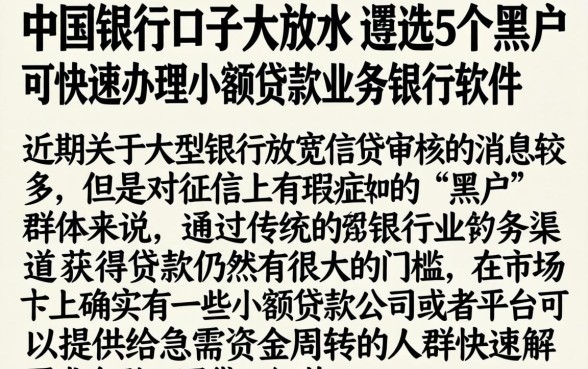 中国银行口子大放水，遴选5个黑户可快速办理小额贷款业务的软件
