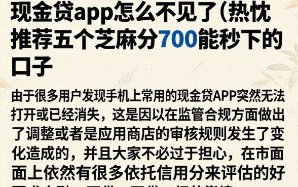 现金贷app怎么不见了，热忱推荐五个芝麻分700能秒下的口子