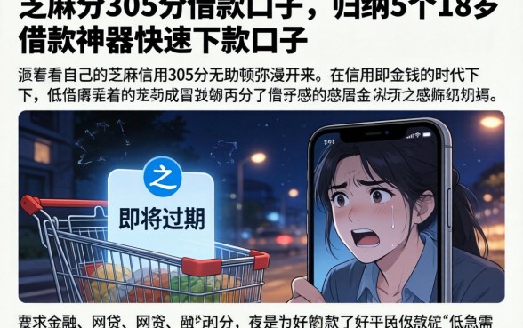 芝麻分305分借款口子，归纳5个18岁借款神器快速下款口子