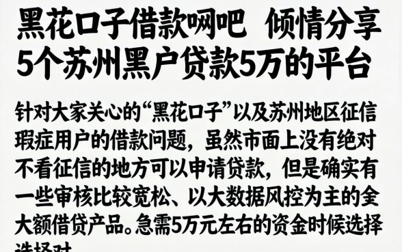黑花口子借款贴吧，倾情分享5个苏州黑户贷款5万的平台
