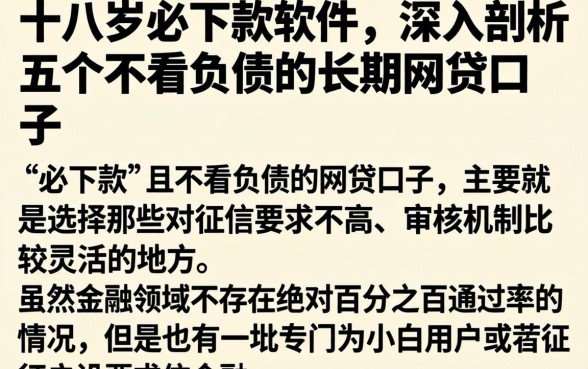 十八岁必下款的软件，深入剖析五个不看负债的长期网贷口子
