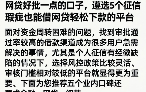 网贷好批一点的口子，遴选5个征信瑕疵也能借网贷轻松下款的平台