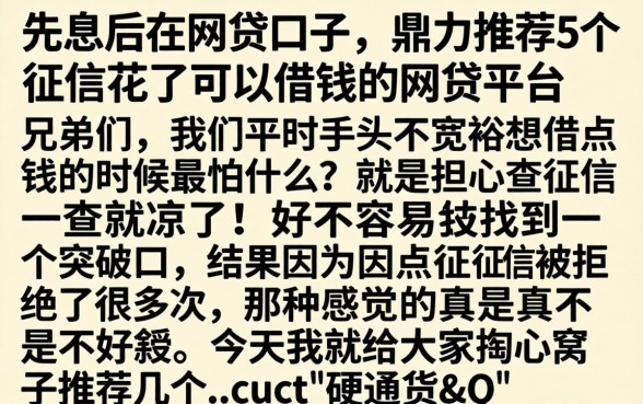 先息后本网贷口子，鼎力推荐5个征信花了可以借钱的网贷平台