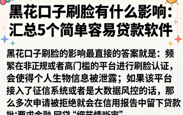 黑花口子刷脸有什么影响，汇总5个简单容易贷款软件