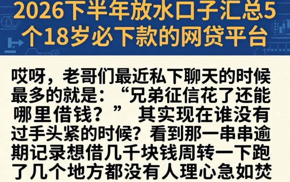 2026下半年放水口子，汇总5个18岁必下款的网贷平台