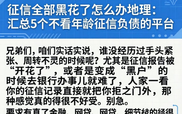 征信全部黑花了怎么办理，汇总5个不看年龄征信负债的平台