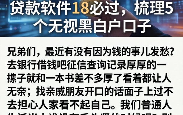贷款软件18必过，梳理5个无视黑白户口子