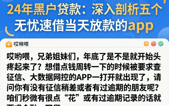 24年黑户贷款，深入剖析五个无忧速借当天放款的app