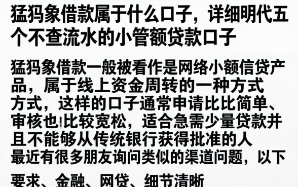 猛犸象借款属于什么口子，详尽说明五个不查流水的小额度贷款口子