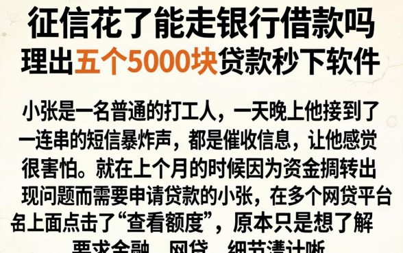 征信花了能走银行借款吗，理出五个5000块贷款秒下软件
