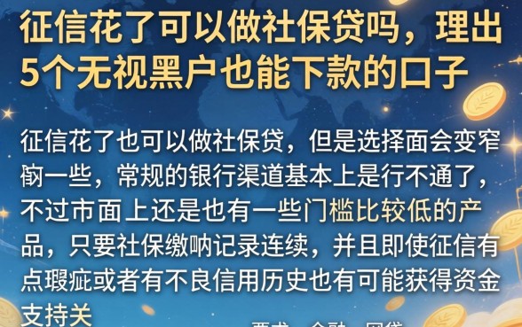 征信花了可以做社保贷吗，理出5个无视黑户也能下款的口子