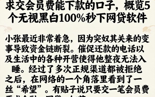 求交会员费能下款的口子,概览5个无视黑白100%秒下网贷软件