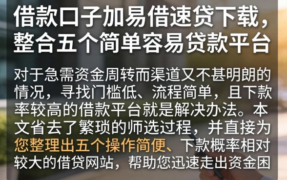 借款口子加易借速贷下载,整合五个简单容易贷款平台