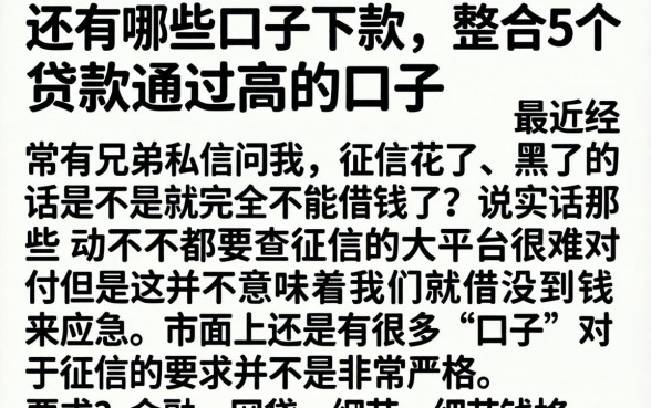 还有哪些口子下款，整合5个贷款通过高的口子