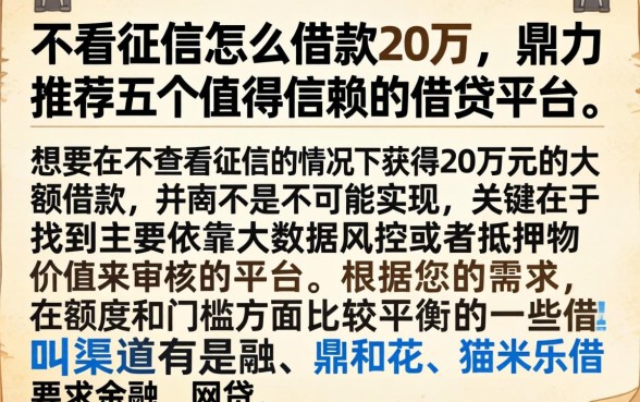 不看征信怎么借款20万,鼎力推荐五个值得信赖的借贷平台