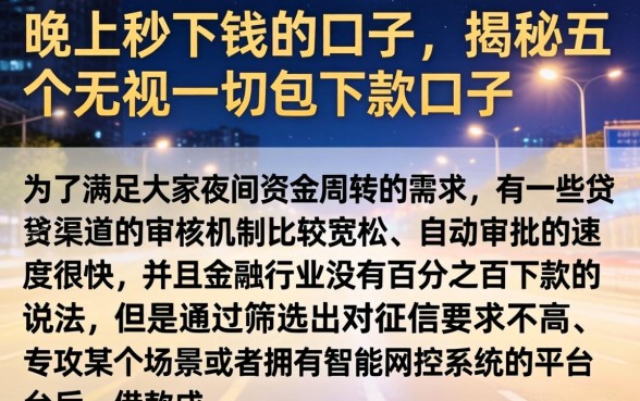 晚上秒下钱的口子，揭秘五个无视一切包下款口子