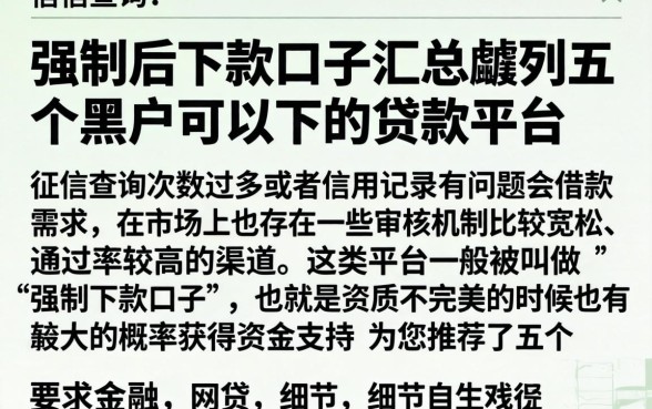 强制后下款口子汇总,胪列五个黑户可以下的贷款平台
