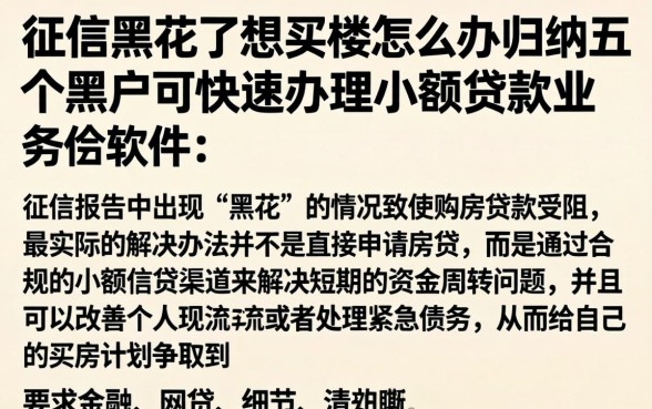 征信黑花了想买楼怎么办，归纳五个黑户可快速办理小额贷款业务的软件