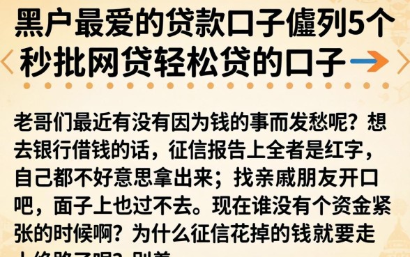 黑户最爱的贷款口子，胪列5个秒批网贷轻松贷的口子