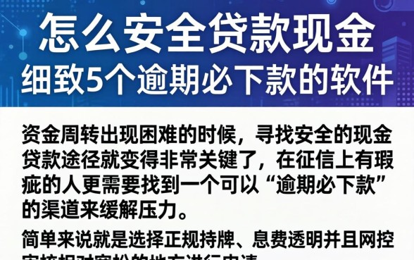 怎么安全贷款现金,细致阐述5个逾期必下款的软件