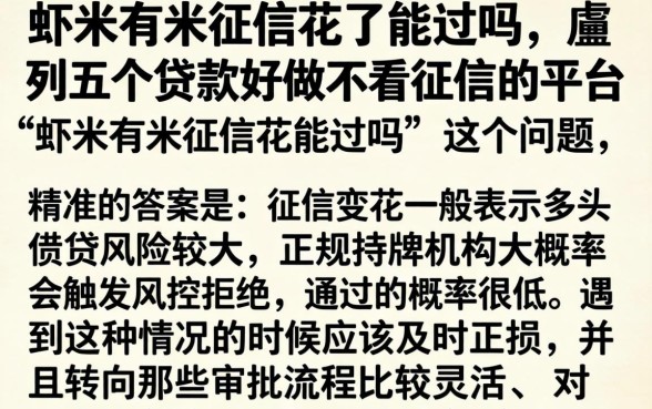 虾米有米征信花了能过吗，胪列五个贷款好做不看征信的平台