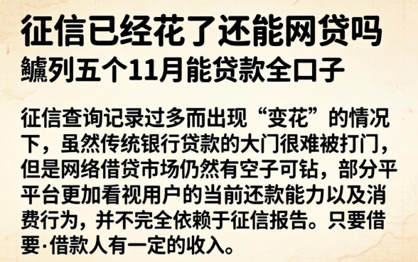 征信已经花了还能网贷吗,胪列五个11月能贷款的口子