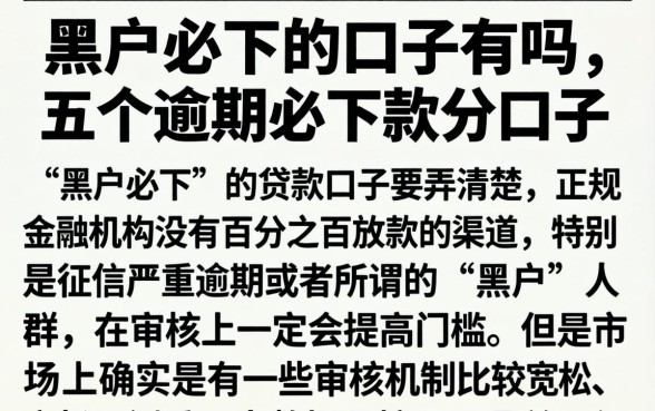 黑户必下的口子有吗，细致阐述五个逾期必下款的口子
