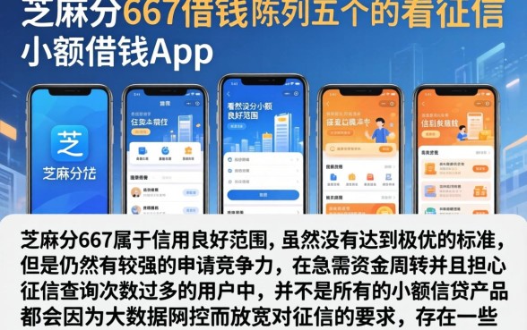 芝麻分667借钱，陈列五个不看征信小额借钱的app