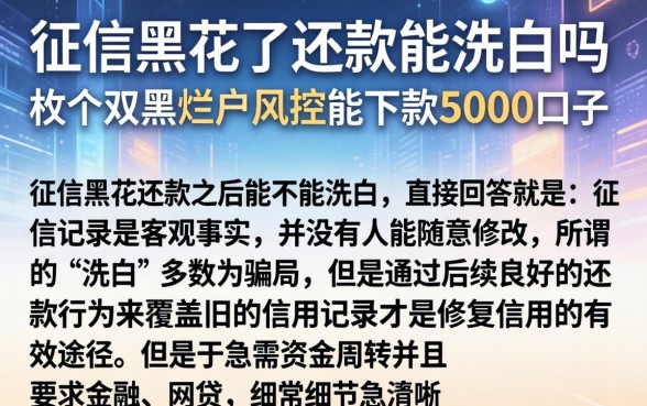 征信黑花了还款能洗白吗，枚举五个双黑烂户风控能下款5000口子