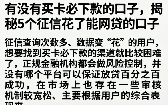 有没有买卡必下款的口子，揭秘5个征信花了能网贷的口子
