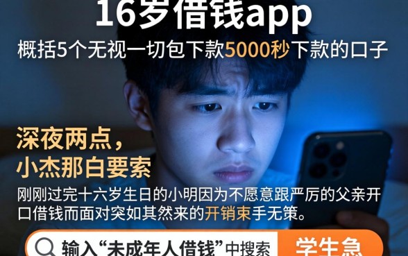 16岁借钱app，概括5个无视一切包下款5000秒下款的口子