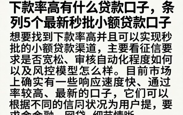 下款率高有什么贷款口子，条列5个最新秒批小额贷款口子
