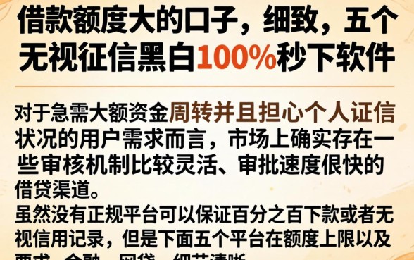借款额度大的口子，细致阐述五个无视征信黑白100%秒下软件