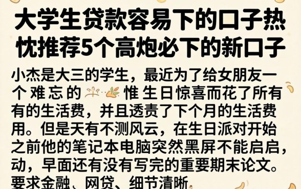 大学生贷款容易下的口子,热忱推荐5个高炮必下的新口子