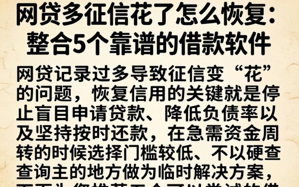 网贷多征信花了怎么恢复,整合5个靠谱的借款软件