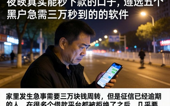 夜间真实能秒下款的口子，遴选五个黑户急需三万秒到的的软件
