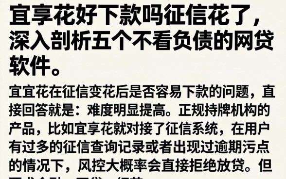 宜享花好下款吗征信花了，深入剖析五个不看负债的网贷软件