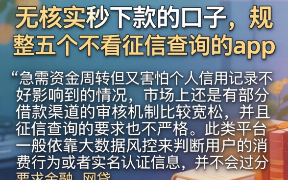 无核实秒下款的口子,规整五个不看征信查询的app