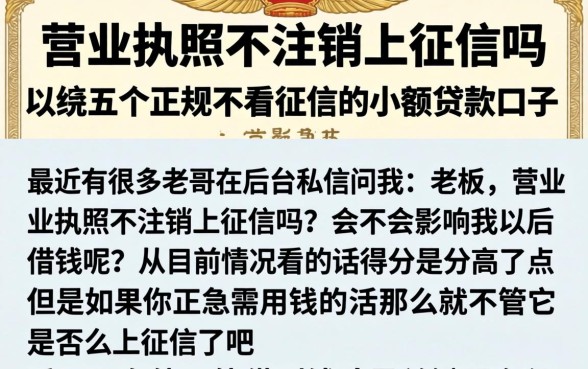 营业执照不注销上征信吗,归纳五个正规不看征信的小额贷款口子