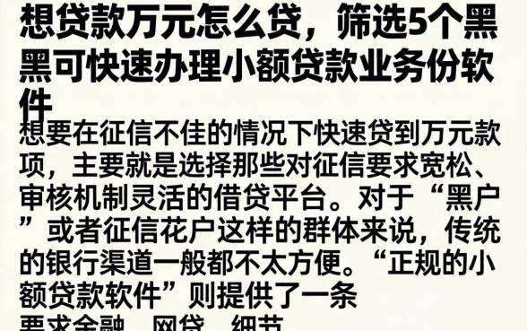 想贷款万元怎么贷，筛选5个黑户可快速办理小额贷款业务的软件