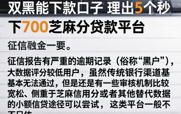 双黑能下款的口子，理出5个秒下700芝麻分贷款平台