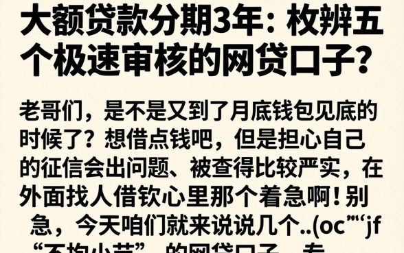 大额贷款分期3年，枚举五个极速审核的网贷口子