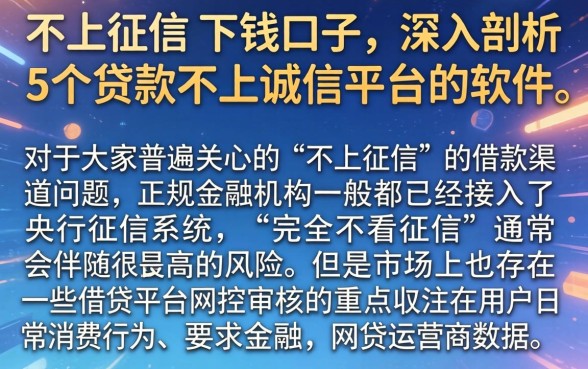 不上征信的下钱口子，深入剖析5个贷款不上诚信平台的软件