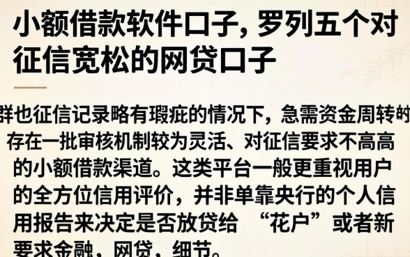 小额借款软件口子,罗列五个对征信宽松的网贷口子