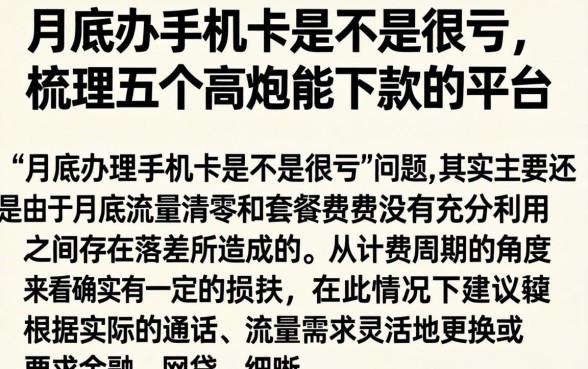 月底办手机卡是不是很亏，梳理五个高炮能下款的平台