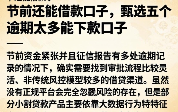 节前还能借款口子，甄选五个逾期太多能下款口子